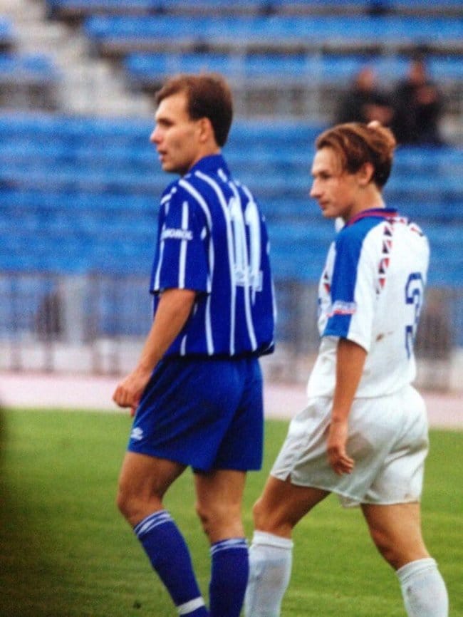 Матч Динамо-Ростов 1996 г. (Игрок ФК Ростов Дмитрий Градиленко в белом)