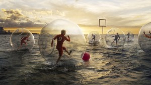 футбол в шарах на воде
