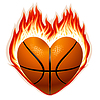 Векторные баскетбол на пожаре в форме сердца | Векторный клипарт