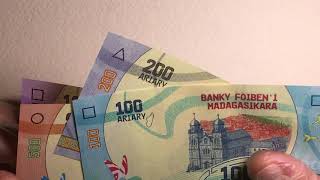 Обзор посылки с банкнотами №20, НОВЕЙШИЕ БАНКНОТЫ МАДАГАСКАРА!!!