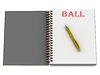 BALL слова на странице записной книжки | Иллюстрация