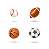Набор реалистичных спортивных мячей для игры в футбол, баскетбол | Векторный клипарт