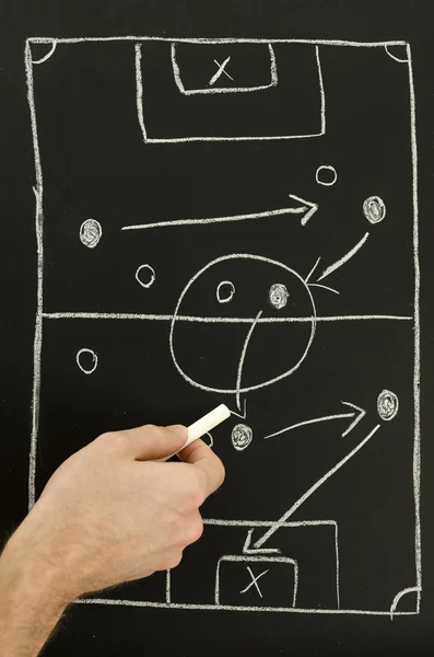 Вид сверху человека рисунок стратегия игры футбол Стоковое Изображение