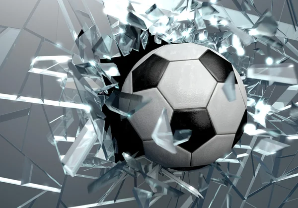 Разбитое стекло 3d футбольный мяч Стоковая Картинка