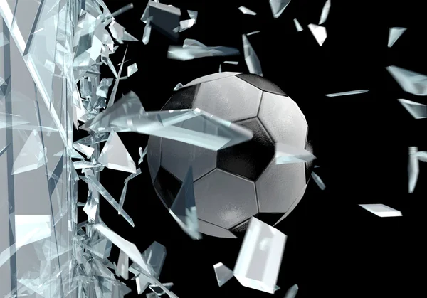Битое стекло, 3d футбольный мяч 2 Стоковое Изображение