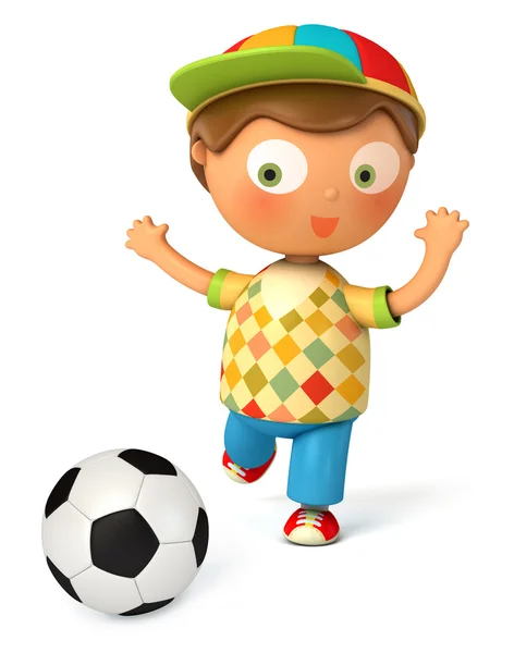 3D игры футбол мальчик Стоковая Картинка