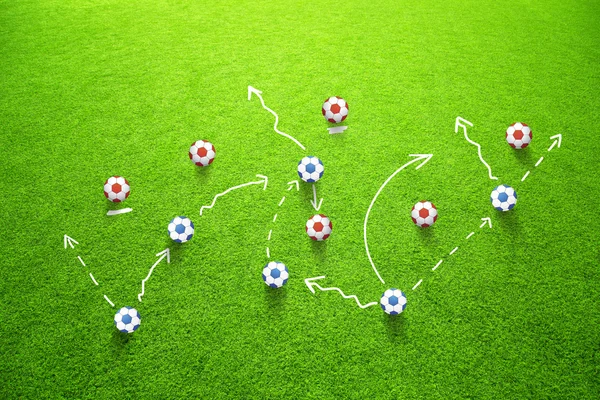 План игры стратегии футбола с футбольные мячи Лицензионные Стоковые Изображения