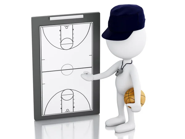 3D тренер белые люди с баскетбол буфера обмена Стоковая Картинка