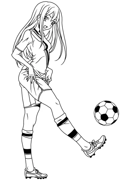 Девушка футбол игрок с мячом Стоковое Фото