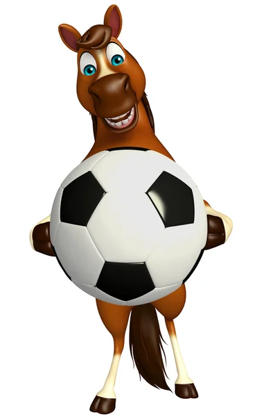 Удовольствие лошадь мультипликационный персонаж с футболом Стоковое Изображение