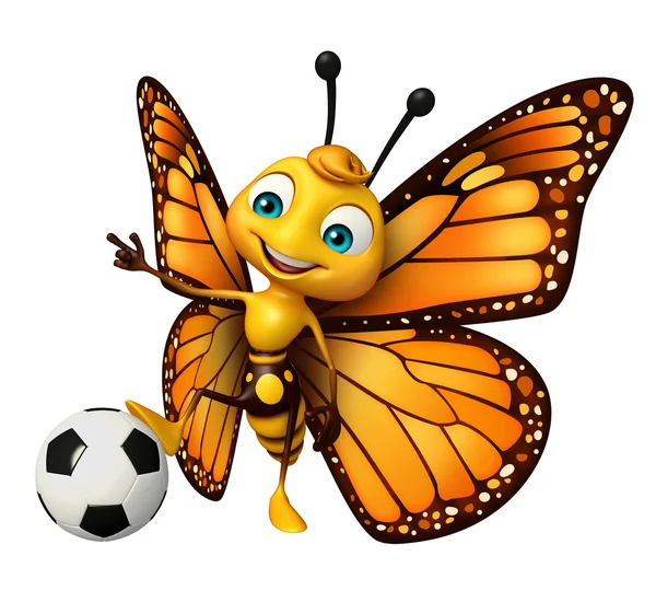Бабочка мультипликационный персонаж с футболом Стоковое Фото