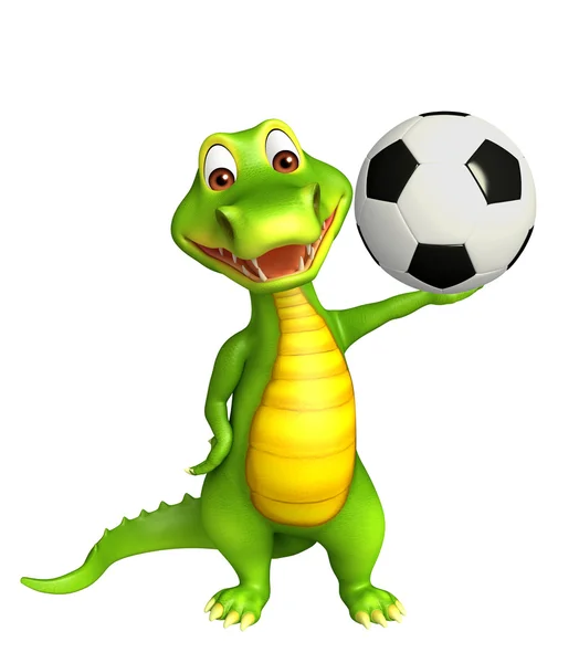 Симпатичные мультфильма Аллигатор с футболом Стоковая Картинка