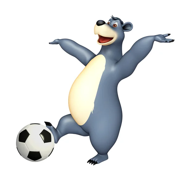 Медведь мультипликационный персонаж с футболом Лицензионные Стоковые Фото