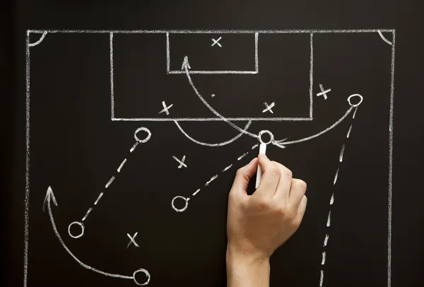 Человек, рисование футбол игра стратегия Лицензионные Стоковые Фото