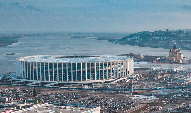Как выглядит стадион в Нижнем Новгороде на берегу Волги и Оки фото - ЧМ по футболу 2018 в России