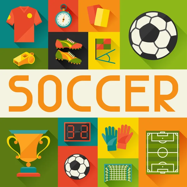 Спортивный фон с плоской значки футбол (футбол) Стоковая Иллюстрация
