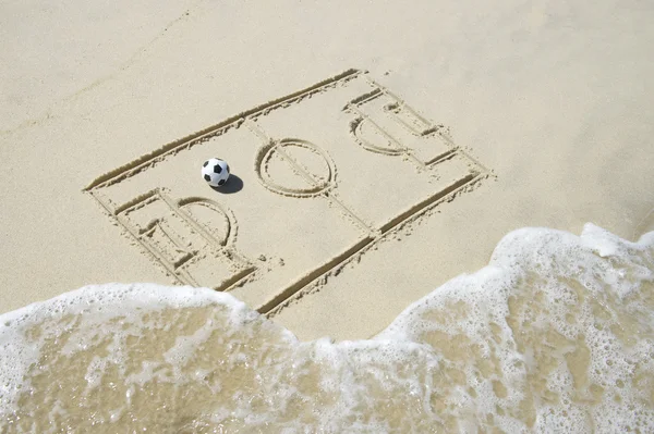 Футбол Футбол поле рисования линии в песке Стоковая Картинка