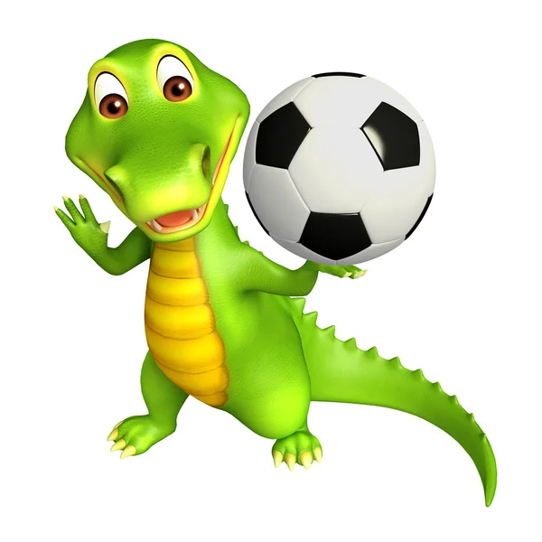 Симпатичные мультфильма Аллигатор с футболом Стоковое Фото
