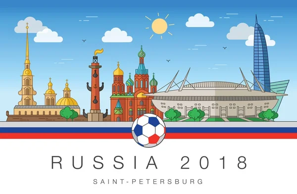 Достопримечательности Санкт Петербурга для чемпионата мира по футболу 2018 Стоковый Вектор