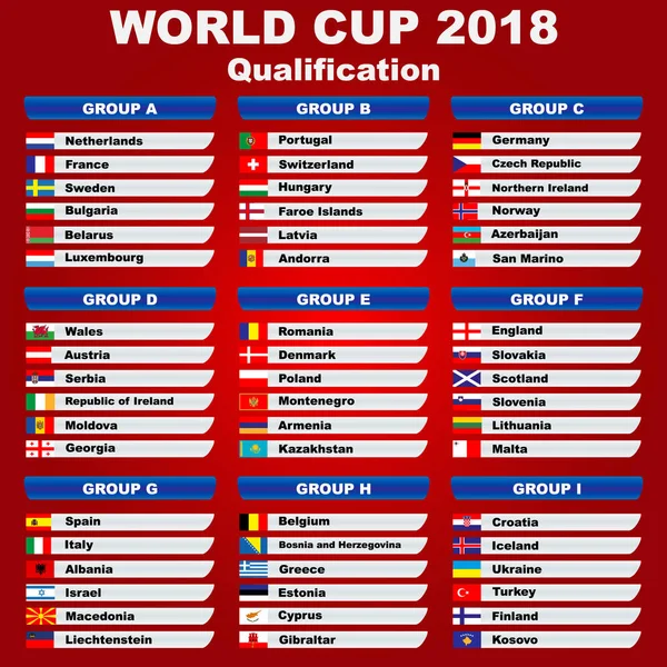 Чемпионат мира 2018 года. Европы Квалификация Лицензионные Стоковые Векторы