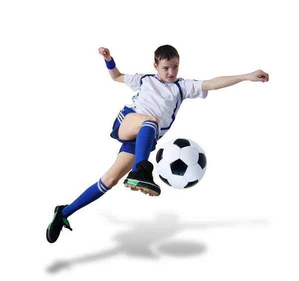 Мальчик с футбольным мячом, футболист Стоковое Изображение