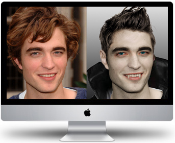 Вампир в Фотошоп: вырезание волос и наращивание зубов.